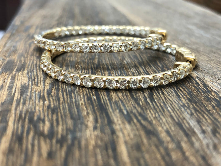 Over 4 Carat Diamonds Inside Out Hoop Earrings in 14kt Yellow Gold - Elite Fine Jewelers