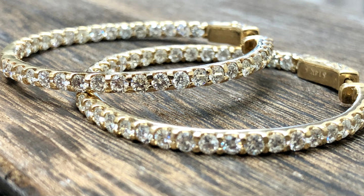 Over 4 Carat Diamonds Inside Out Hoop Earrings in 14kt Yellow Gold - Elite Fine Jewelers