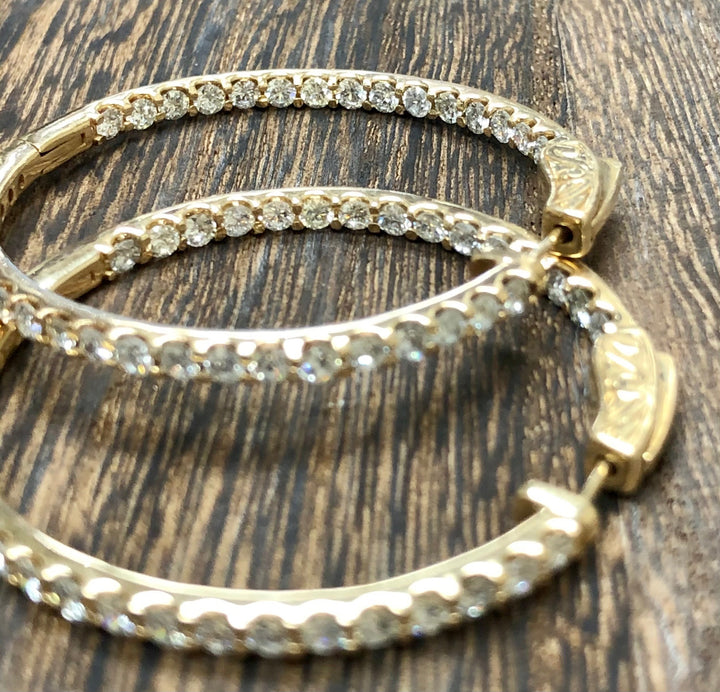 Over 4 Carat Diamonds Inside Out Hoop Earrings in 14kt Yellow Gold - Elite Fine Jewelers