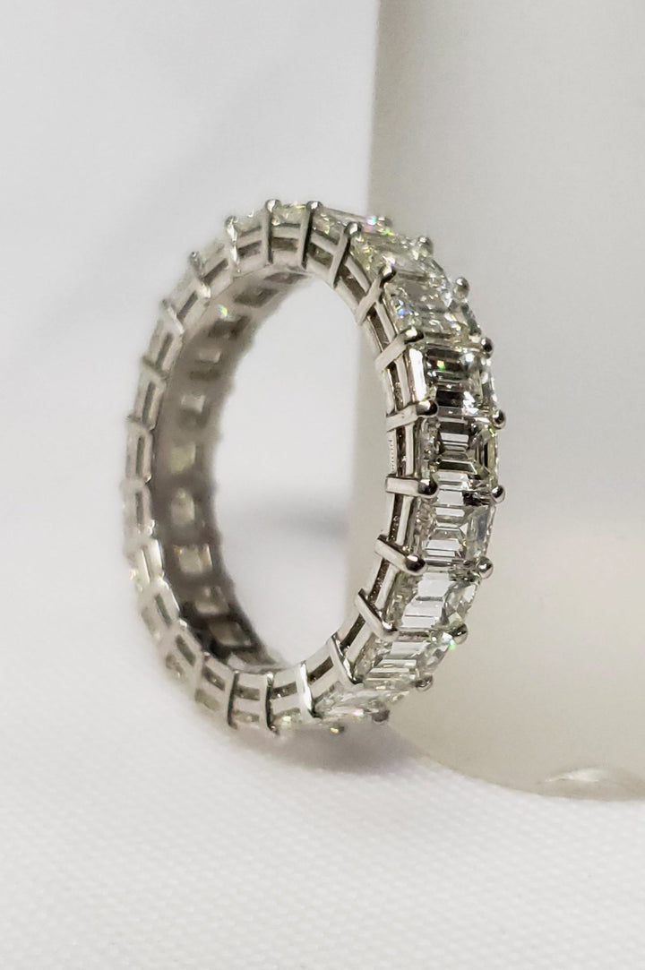 Platinum Emerald Cut Diamond Eternity Band 6.09 CTW - Elite Fine Jewelers