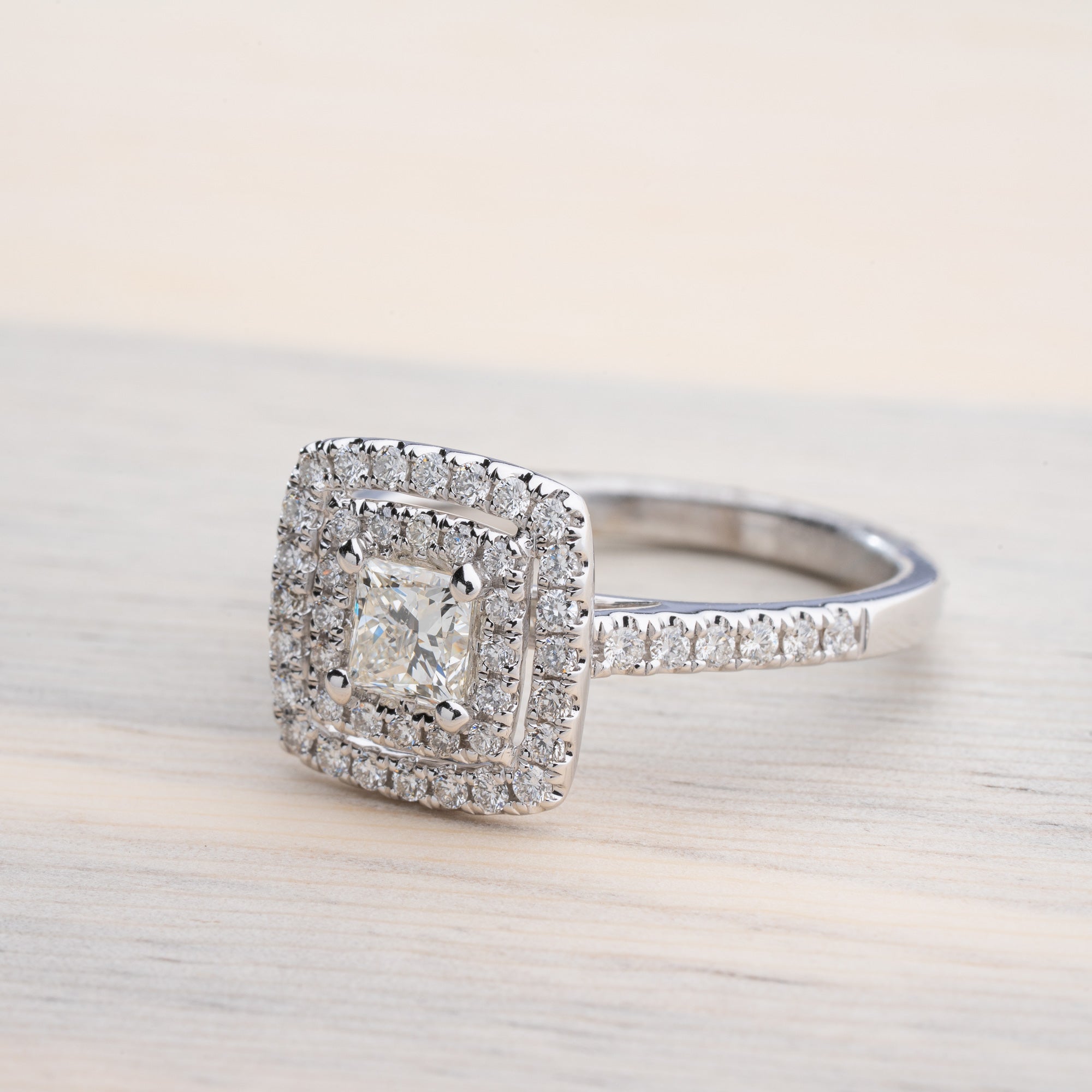 Princess Cut Halo Diamond Engagement Ring - Gregory Jewellers