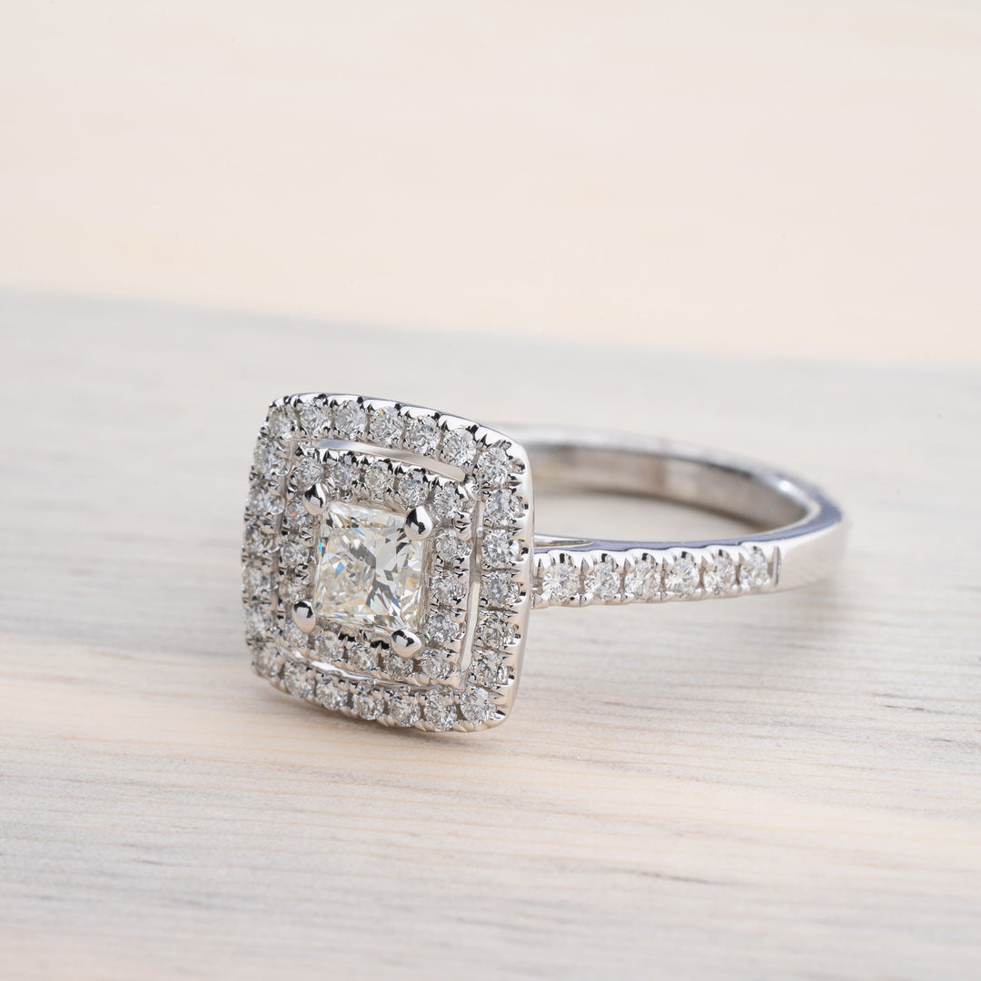 Princess Cut Double Halo Diamond Engagement Ring - Elite Fine Jewelers