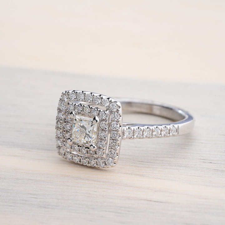 Princess Cut Double Halo Diamond Engagement Ring - Elite Fine Jewelers