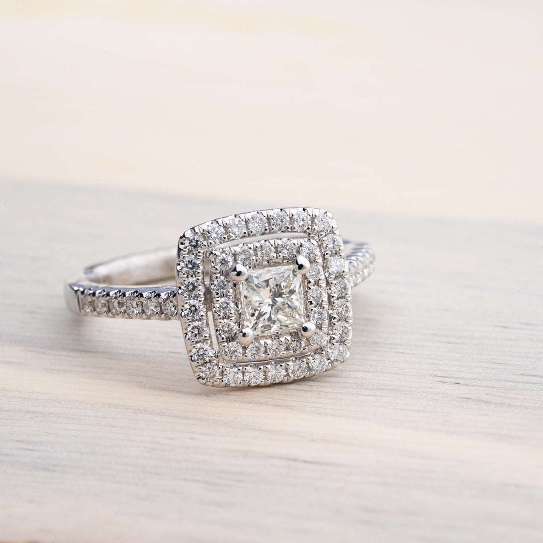 Princess Cut Double Halo Diamond Engagement Ring - Elite Fine Jewelers