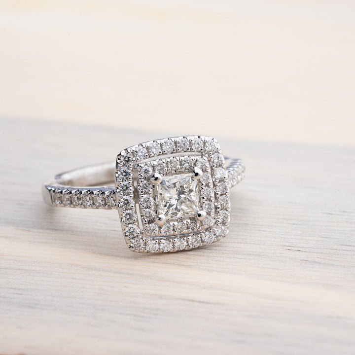 Princess Cut Double Halo Diamond Engagement Ring - Elite Fine Jewelers