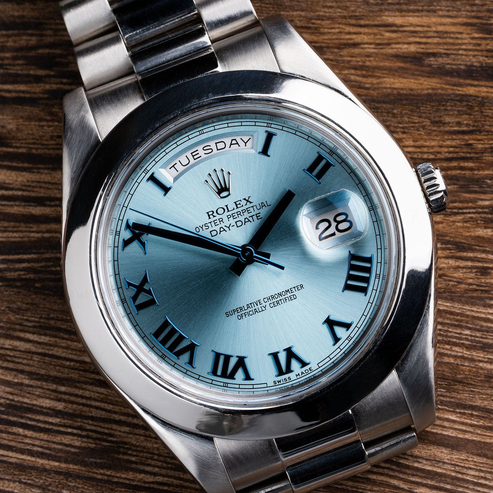 Rolex Platinum President Ice Blue Roman Dial - Elite Fine Jewelers
