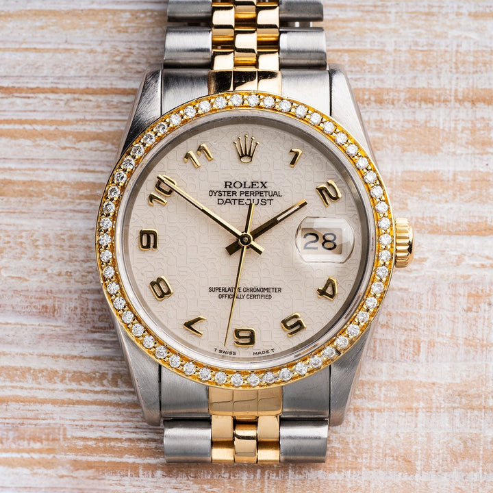 Rolex Two Tone DateJust with Jubilee Dial & 1/2CTW Diamond Bezel - Elite Fine Jewelers