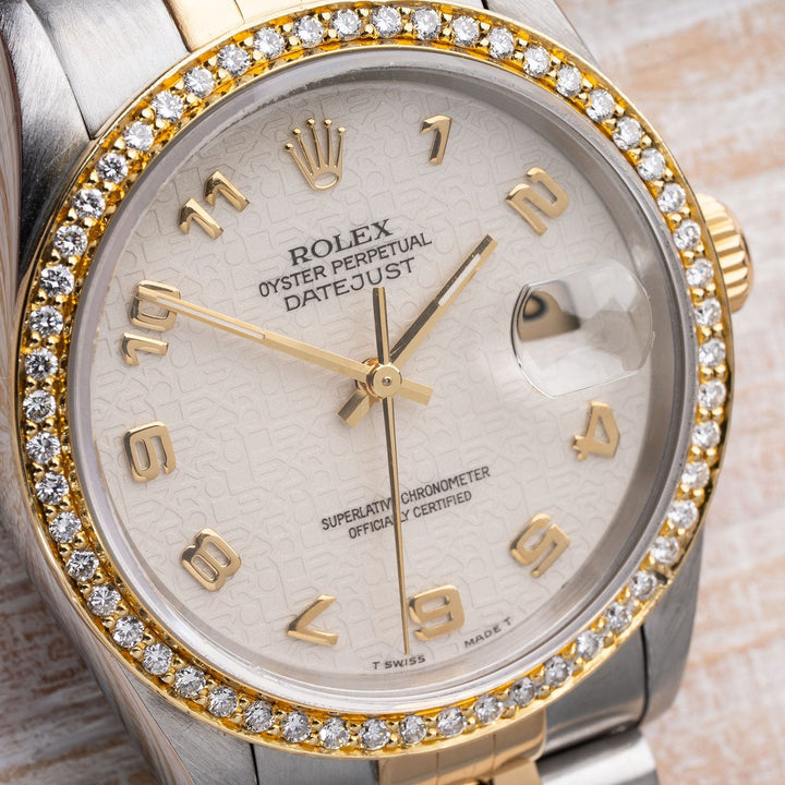 Rolex Two Tone DateJust with Jubilee Dial & 1/2CTW Diamond Bezel - Elite Fine Jewelers