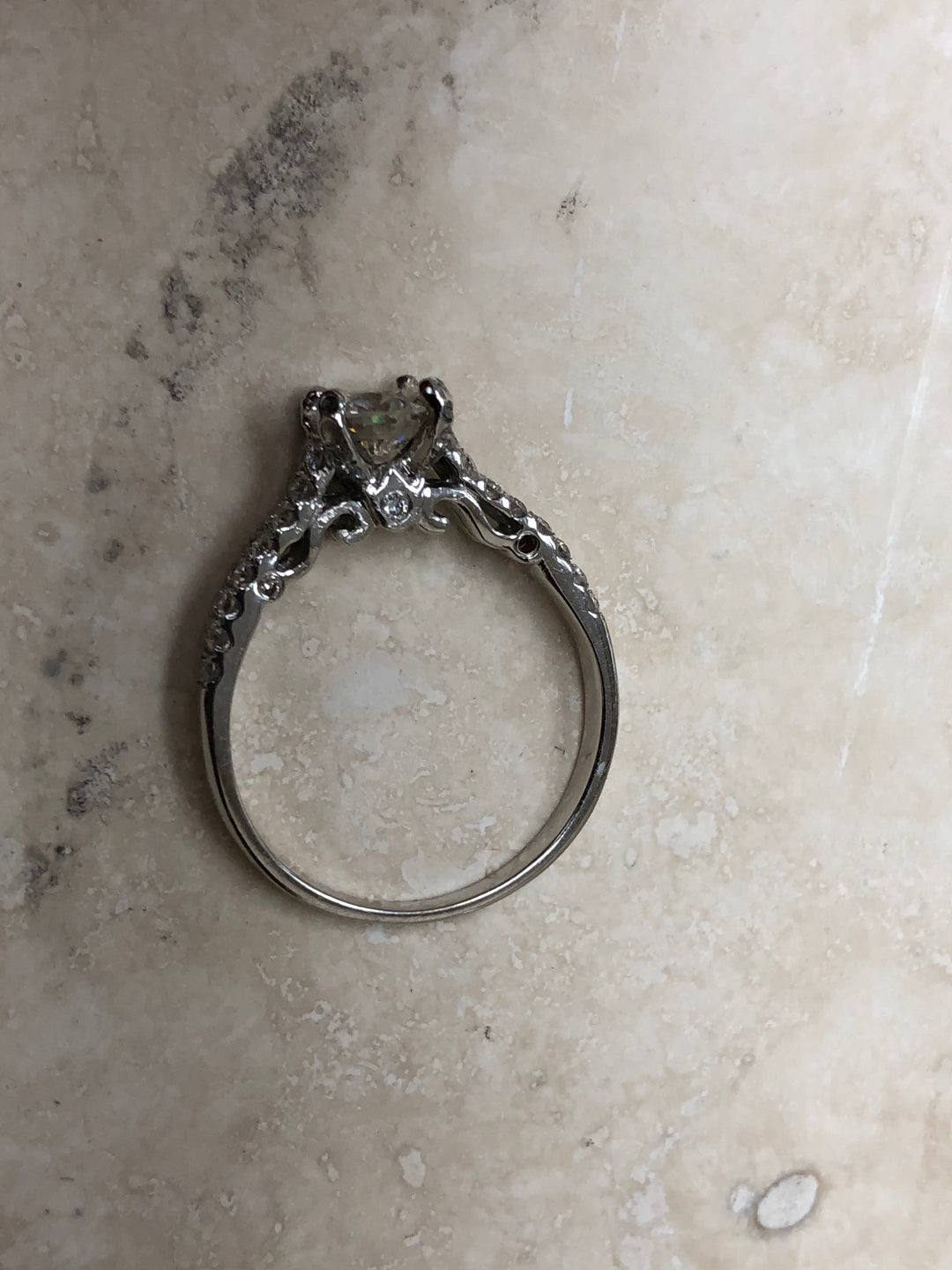 Cathedral Engagement Ring, bridge detail - Elite Fine Jewelers