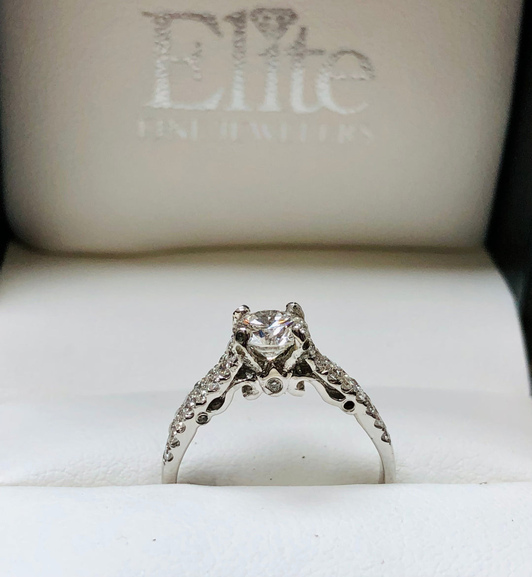 Round Brilliant Diamond Pavé Set Engagement Ring - Elite Fine Jewelers