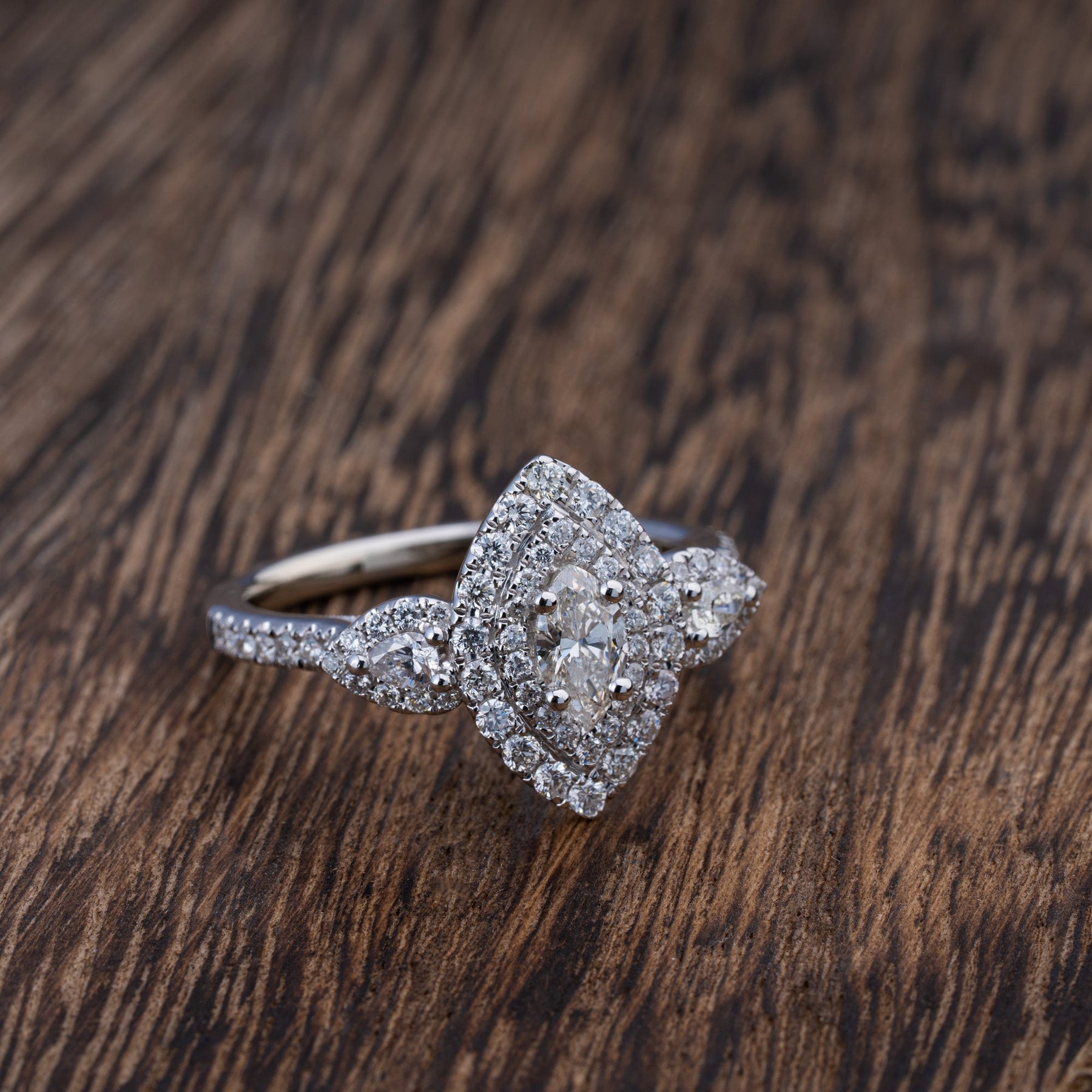 Triangle Diamond Engagement Ring With Meteorite | Jewelry by Johan - Jewelry  by Johan