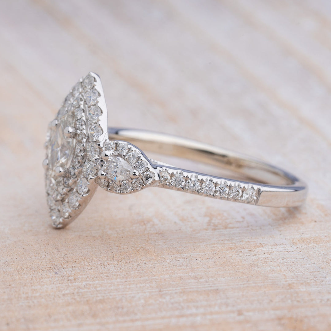 Marquise and Pear Diamond Double Halo Engagement Ring - Elite Fine Jewelers