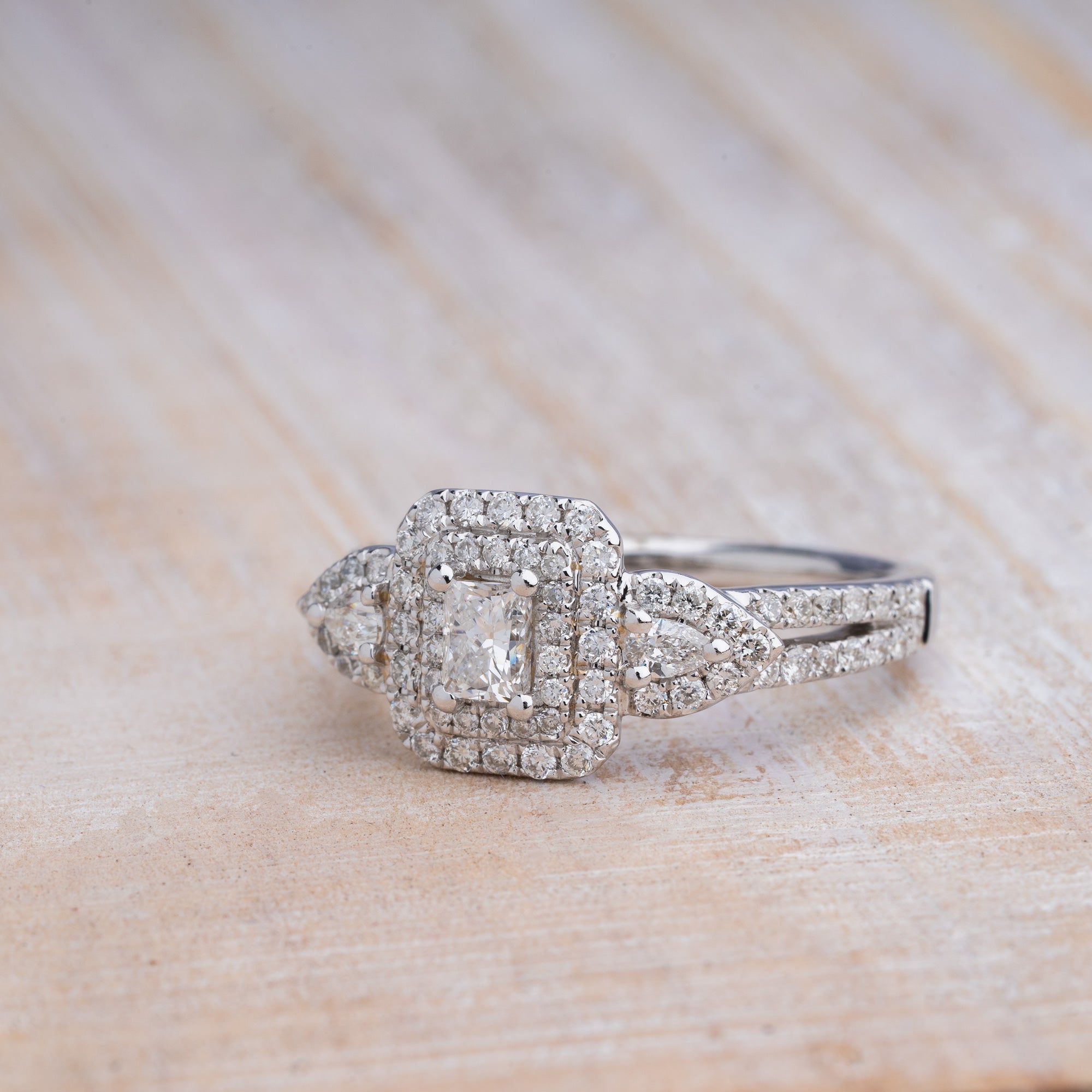 Princess Cut Double Halo Engagement Ring | Ouros Jewels