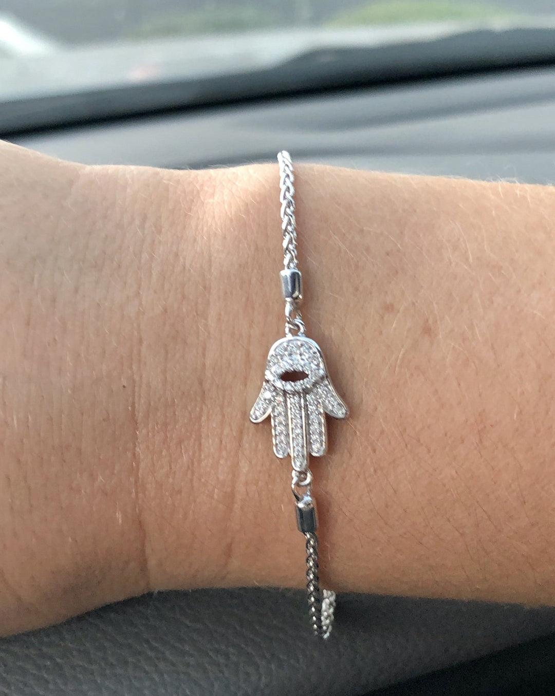 Silver and Diamond Hamsa Adjustable Bolo Bracelet – Elite Fine
