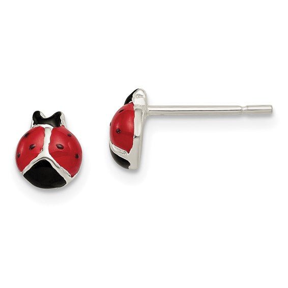 Sterling Silver Kids Ladybug Enamel Earrings - Elite Fine Jewelers