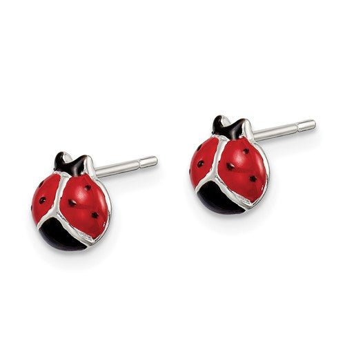 Sterling Silver Kids Ladybug Enamel Earrings - Elite Fine Jewelers