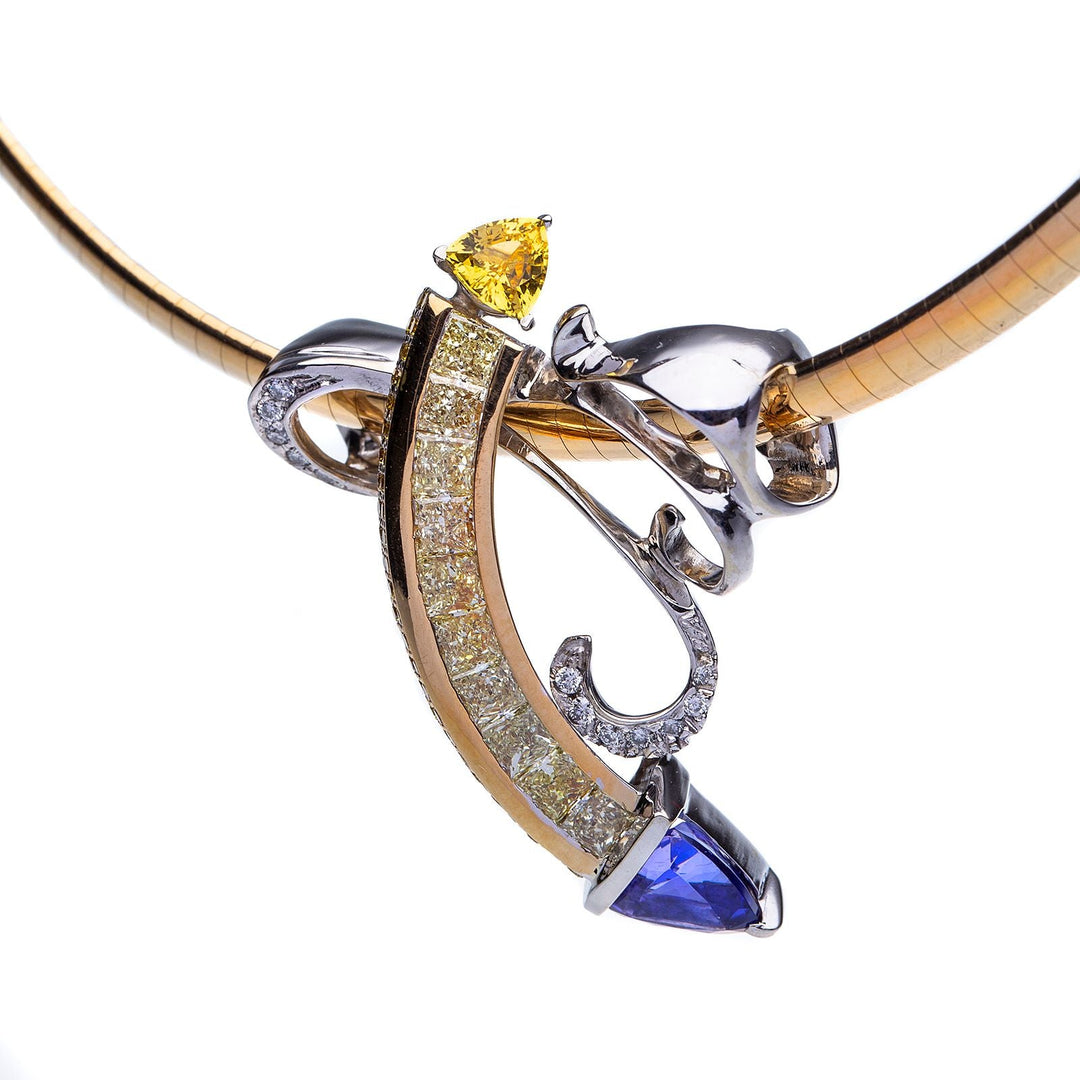 Stunning 18Kt Gold Diamond and Gemstone Custom Necklace - Elite Fine Jewelers