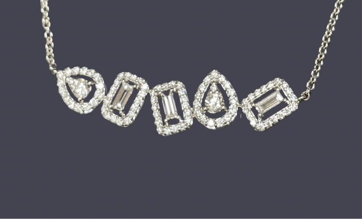 Stunning Emerald & Pear Cut Diamond Halo Necklace - Elite Fine Jewelers