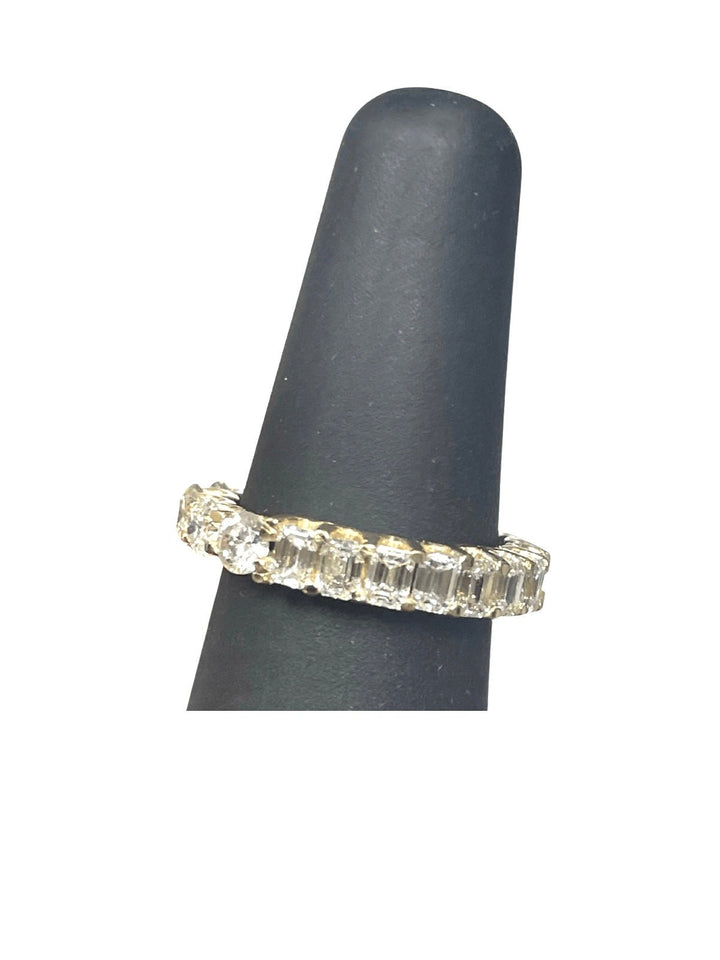 The Duo Emerald Cut and Round Brilliant Diamond Eternity Band in Yellow Gold - Elite Fine Jewelers