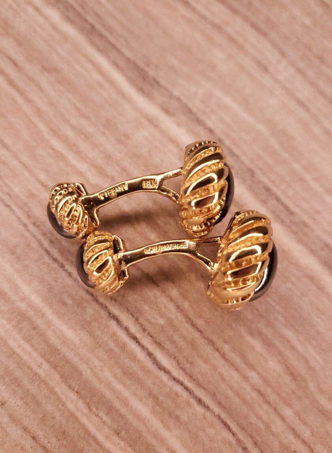Tiffany & Co 18kt Yellow Gold Schlumberger Hematite Cufflinks - Elite Fine Jewelers