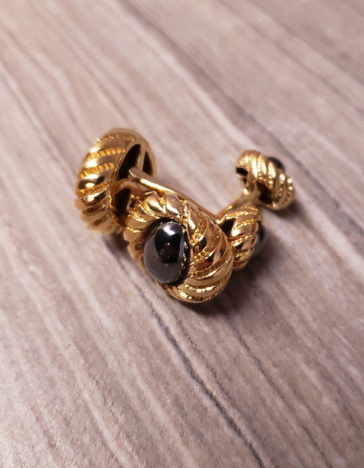 Tiffany & Co 18kt Yellow Gold Schlumberger Hematite Cufflinks - Elite Fine Jewelers