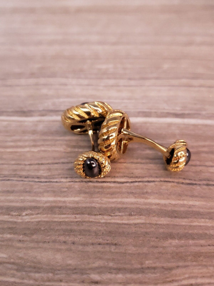 Tiffany & Co 18kt Yellow Gold Schlumberger Hematite Cufflinks - Elite Fine Jewelers